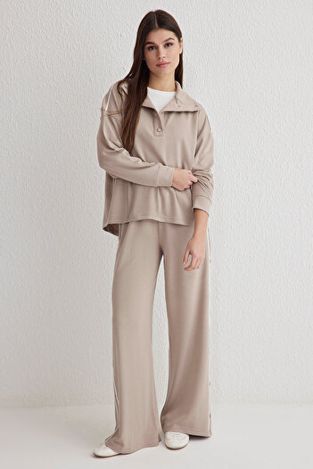 Trendyol Modest Σετ αθλητικής φόρμας Mink Soft-keep Piping Λεπτομέρεια TCTSS25EN00001