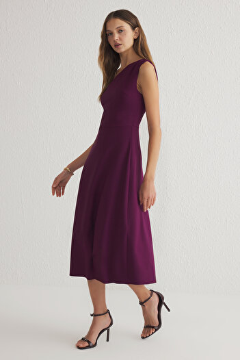 Trendyol Collection Rochie țesută midi plată prune TWOSS25EL00273
