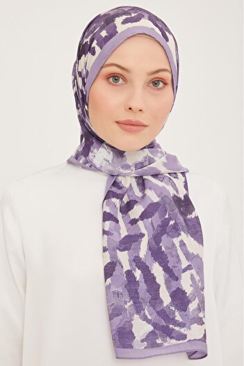 Armine Trend Lilac-white Brush Pattern Modal Shawl 6318-17