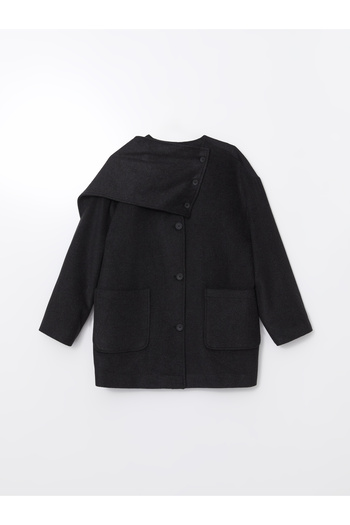 LC Waikiki Women's Stamp Coat with V-Neck Scarf