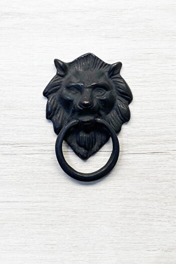 Seha Bronz Brass Cast Lion Figured Oxide Black Color Ring Dangle Handle