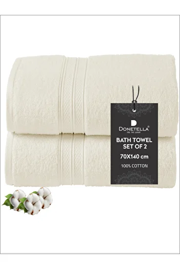 Donetella 2 - Pcs Premium Bath Towels (70x140cm) 600 GSM 100% Combed Cotton