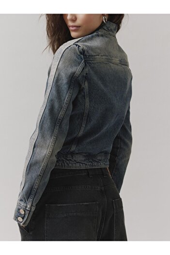 september island Mavi Tonlu Seaside Denim Crop Ceket