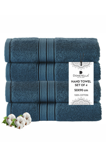 Donetella 4 - Pcs Premium Hand Towels (50x90cm) 600 GSM 100% Combed Cotton