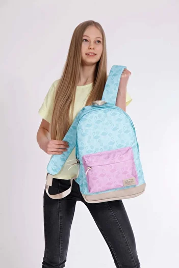 KAUKKO Σχολική τσάντα Witchlight - 41x26x19 Flamingo Pattern (K1340)