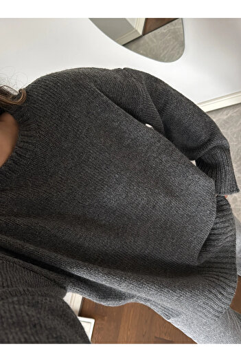 Bak'ap Premium Crew Neck Basic Oversize Πλεκτό Πουλόβερ