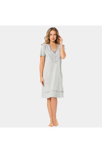 TÜREN Türen Women's V-Neck Nightgown 3282/Gray