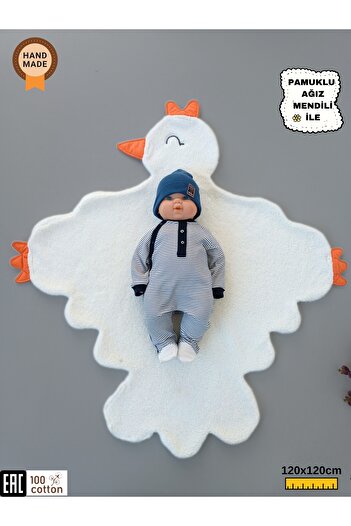 Bebella Wellsoft Plush Lamb Fabric Winter Baby Blanket - Multi-Purpose Little Bird Baby Blanket - 120X120Cm
