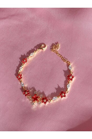 Reorah Collection Elegant Star Blossom Bileklik - Kırmızı Çiçekli Yıldız Bileklik