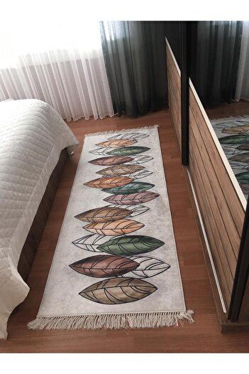 VOPTEKS Kahve Yolluk Koridor Halısı Makinede Yıkanabilir Kaymaz Taban Yolluk Hol Antre Halısı