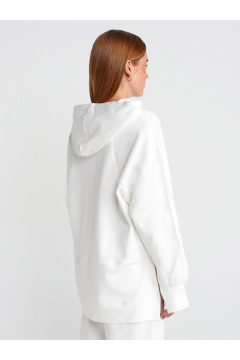 Dilvin 40403 Humorous Stitching Slit Sweat-Ecru