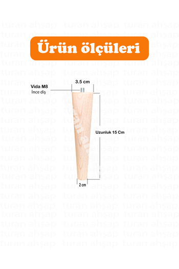 turanahşap Wooden Furniture Leg- Coffee Table Leg- Pouf Leg- Tv Unit Leg (LENGTH 15 CM)
