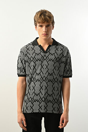 İLKCET MODA Patterned V-Neck Men's Tshirt