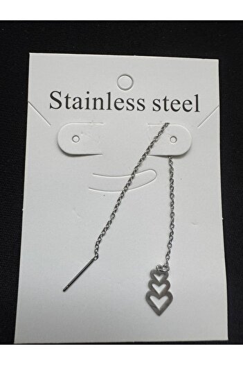 İYİ MODA Inline Heart Stainless Steel Earrings Non Darkening Earrings