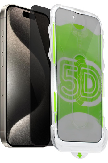 Fibaks Apple iPhone 16 Pro - Compatible, Easy Application, Ghost with Attachment, Full Cover Glass Screen Protector