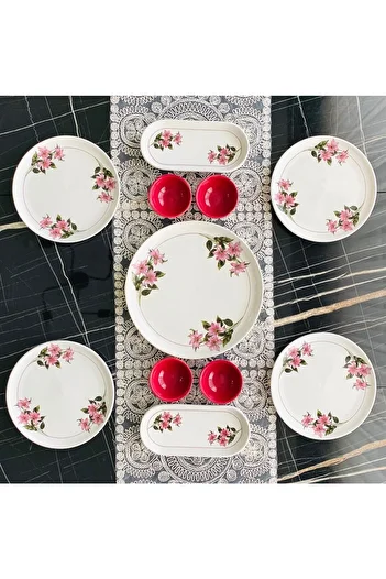 Hooly Home Snow Flower 11 Piece Breakfast Set for 4 Persons