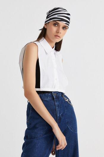 mirach Pack of 2 Fake Shirt Collar Black and White Low-cut Concealer Into Sweater Dress Collar
