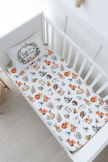 Tuğba Kuğu Baby Size Fitted Sheet Set - Iconic Series - Forest Animals