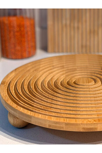 morponi Bambu Oyuklu Ayaklı Şık Modern Sunum Tabağı 30 Cm