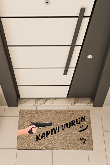 Dormot High Quality Digital Printing Brown, Knock on the Door Themed Door Front Mat