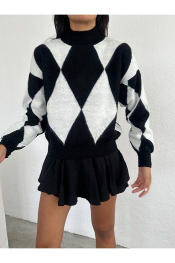 02Lady Fashion pulover din tricotaje cu gât roscat