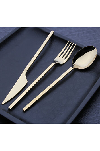 DMR LİFE Saphire Series 72 Piece 12 Person Cutlery/Set (Gold)