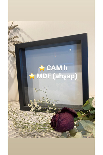 Sevcan sanat atölyesi 30x30x3 glass memory frame black memory memory rose box