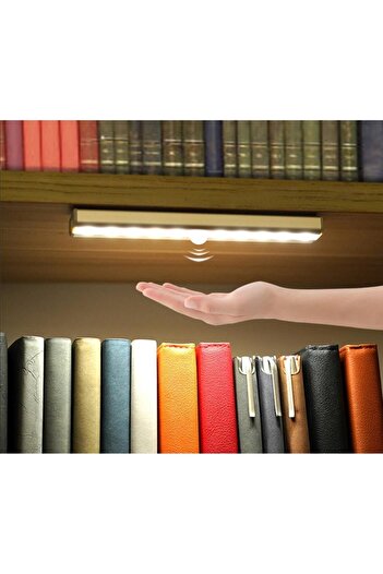 sgeteknoloji 10 Led Beyaz Işık Hareket Sensörlü Şarjlı Elbise Dolabı Çalışma Masası Ev Led Lamba Işık