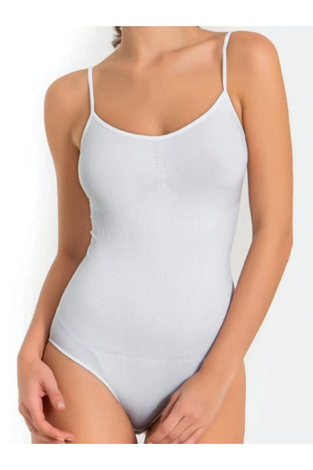 SAUNA SUIT Women's White 3 Zone Supported Snap Fastener Corset Body |   Suitable for Daily Use Bodysuit with Hook at the Bottom