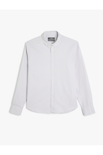 Koton Cotton Button Collar Slim Fit Long Sleeve Shirt