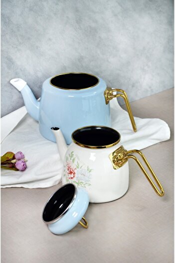 Bayev Clodia Blue Floral Retro Teapot - Enamel 201339
