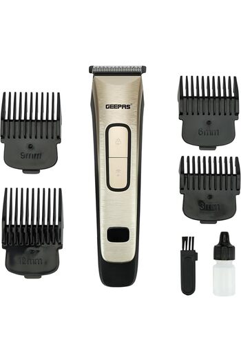 Geepas Rechargeable Hair Clipper|High Capacity Battery| Includes 4 Comb Attachments| Precision Steel Blade