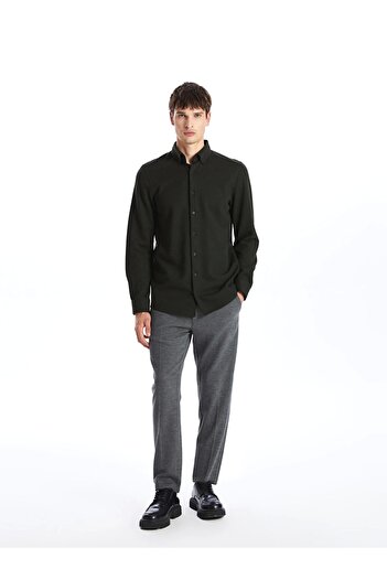 LC Waikiki SOUTHBLUE Haki Slim Fit Довгорукавна чоловіча сорочка