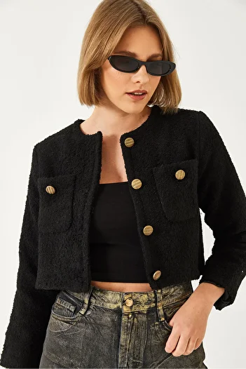 Bianco Lucci Women's Button Detailed Short Jacket Mbms023 60501023