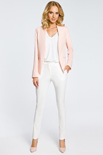 Made of Emotion Long sleeve collarless asymmetric open front jacket