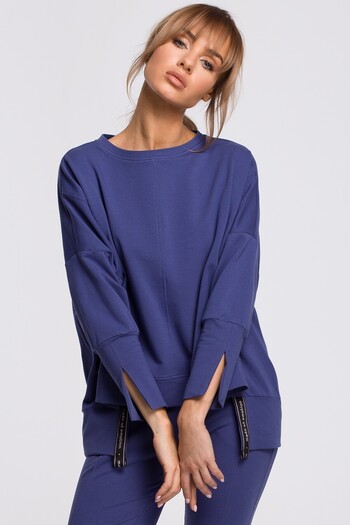Made of Emotion Sweatshirt with side slits and a stripe trim