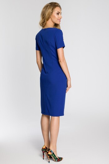 Made of Emotion Short-sleeved, draped dress with a deep neckline and side pockets. Hidden back zip.