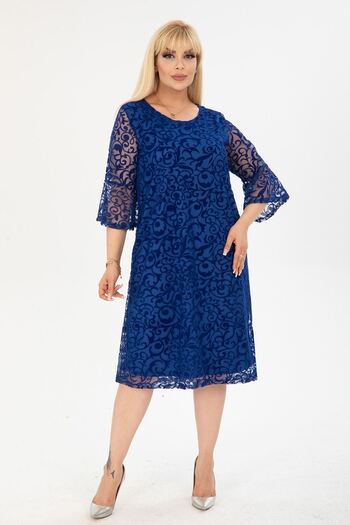 modayız Rochie de seară Saks cu mâneci spaniole Plus Size 37A-2406