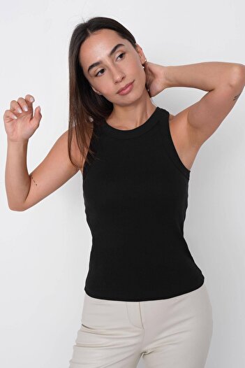 Addax Halter Collar Ribbed Undershirt A13294-L7
