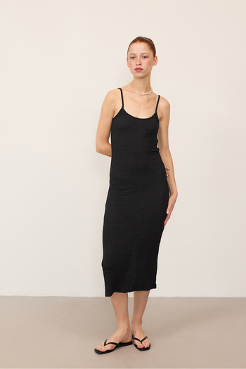 Addax Textured Midi Dress - Adjustable Rope Strap E15909-U2
