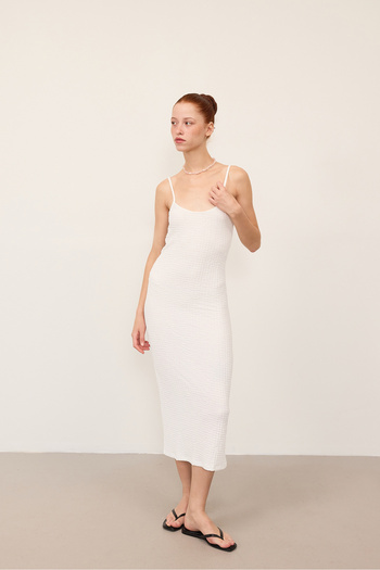 Addax Textured Midi Dress - Adjustable Rope Strap E15909-U2