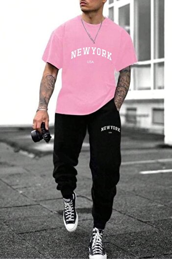 Shine Stone New York Printed Bottom Top Tracksuit Set