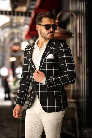 BERDA Italian Style Mono Collar Blazer Jacket Men