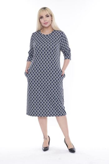 modayız Jacquard Pocket Winter Plus Size Dress 30A-2277