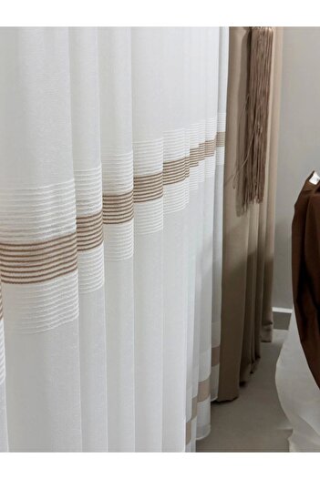 NİVEMESHOME Nivemeshome 1/3 Close Pleat Tulle Curtain - Modern Coffee Transition Apm