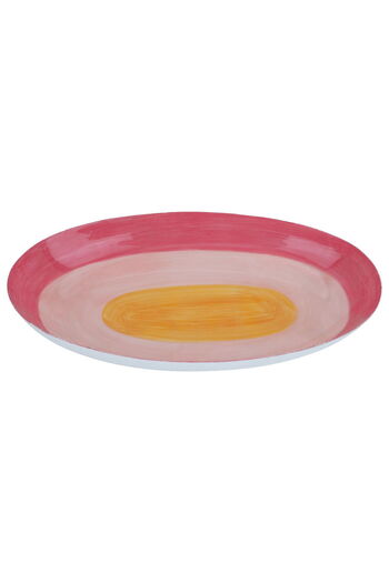 Alsaif Gallery Saif Gallery Steel Dessert Serving Platter, Oval, 29.5 x 16.5 x 3.5 cm - Pink