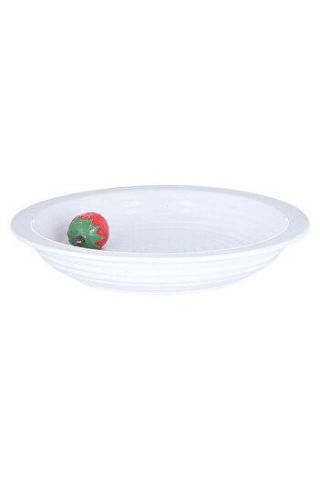 Alsaif Gallery Saif Gallery Porcelain Soup Bowl, 23 x 23 x 4.2 cm, Orange Decorated - White