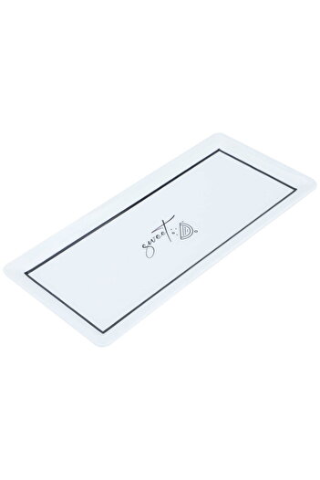 Alsaif Gallery Saif Gallery Porcelain Serving Platter, 35 x 16 x 2.3 cm, Rectangular - Black and White