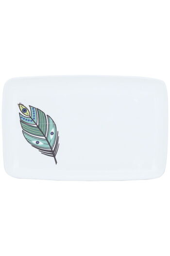Alsaif Gallery Saif Gallery Porcelain Serving Platter, 34 x 25 cm, Rectangular - White