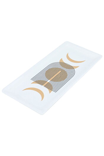 Alsaif Gallery Saif Gallery Porcelain Serving Platter, 35 x 16 x 2.3 cm, Rectangular - White